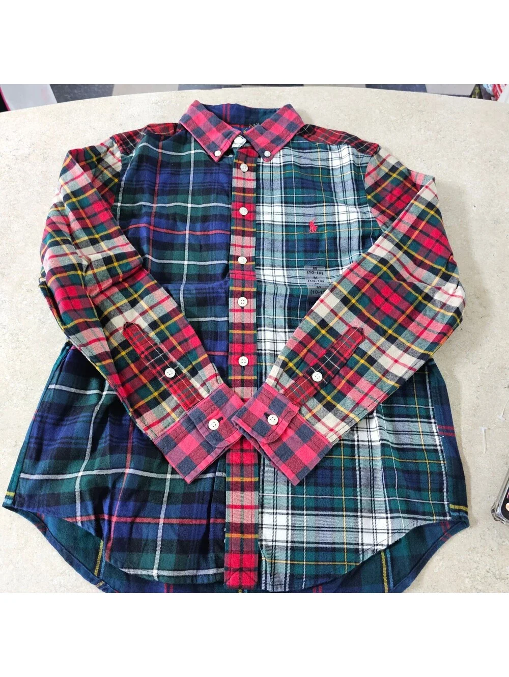 Ralph Lauren Multi-Color Plaid Button-Down Shirt, Size 10/12 Kids